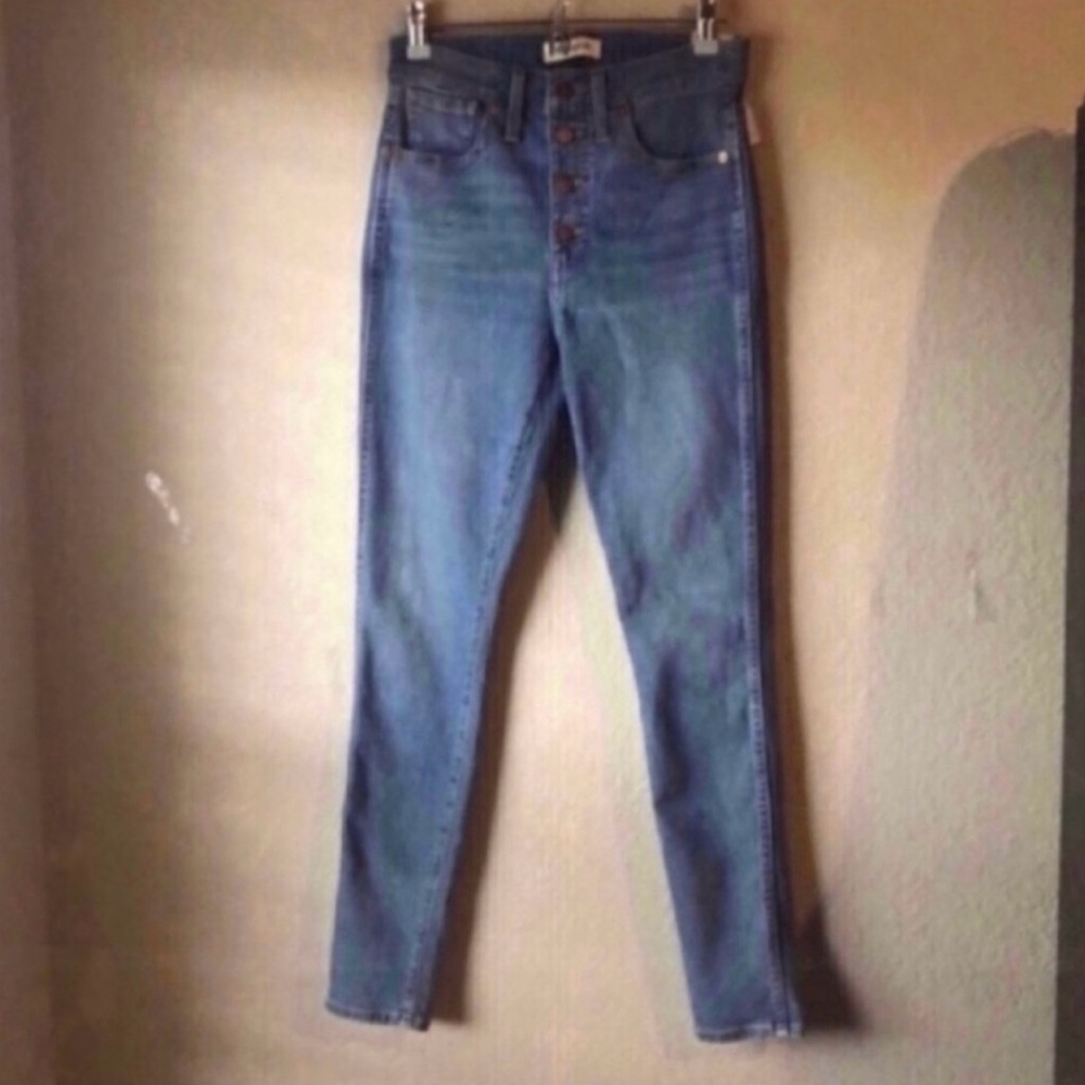 New Madewell Jeans Women’s High Rise Skinny Button Fly Denim Blue Jeans Size 27